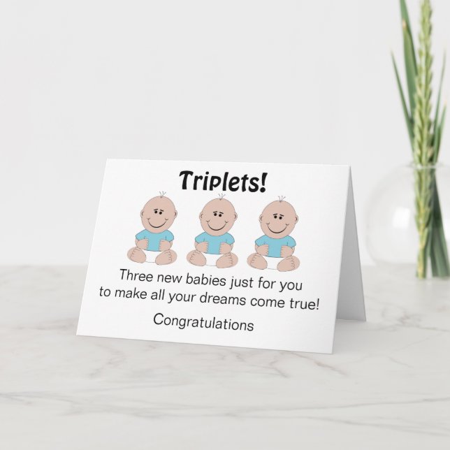 Boy Triplets New Born Baby Card (Front)
