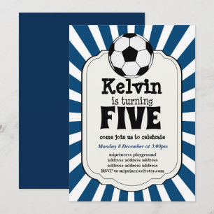 boy turning FIVE Soccer Ball  Invitation
