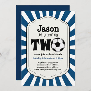 boy turning TWO  Soccer Ball  Invitation