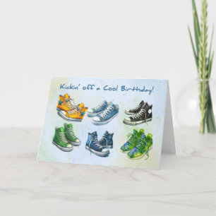 Boy Tween or Teen Birthday Cool Colourful Sneakers Card