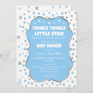 Boy Twinkle Little Star Baby Shower invitations