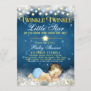 Boy Twinkle Twinkle Little Star Baby Shower Invitation