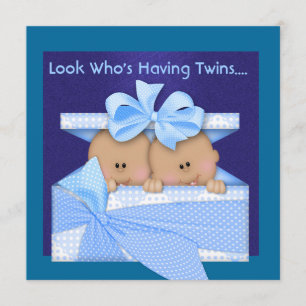 BOY TWINS BABY SHOWER AFRICAN AMERICAN INVITATION