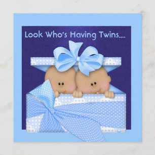BOY TWINS BABY SHOWER AFRICAN AMERICAN INVITATION