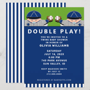Boy Twins Baby Shower Invitation