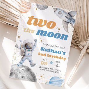 Boy Two the Moon Birthday Invitation