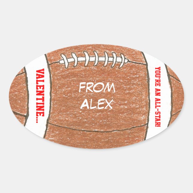Boy valentine - football sticker with name (Front)