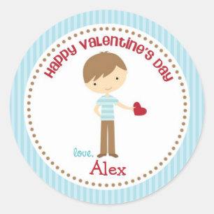 Boy Valentine Stickers (Blue) - Children Kids