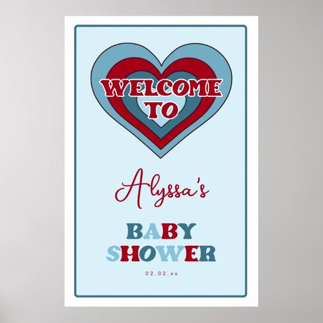 Boy Valentine's Day Baby Shower Welcome Sign (Front)
