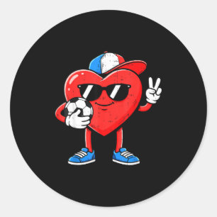 Boy Valentines Day Funny Heart Soccer Ball Footbal Classic Round Sticker