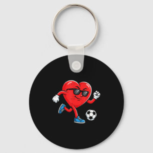 Boy Valentines Day Funny Heart Soccer Ball Footbal Key Ring