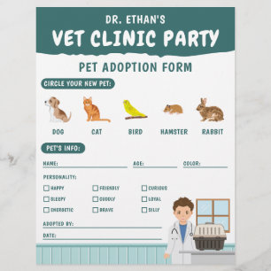 Boy Vet Pretend Play Pet Adoption Kids' Activity Custom Letterhead