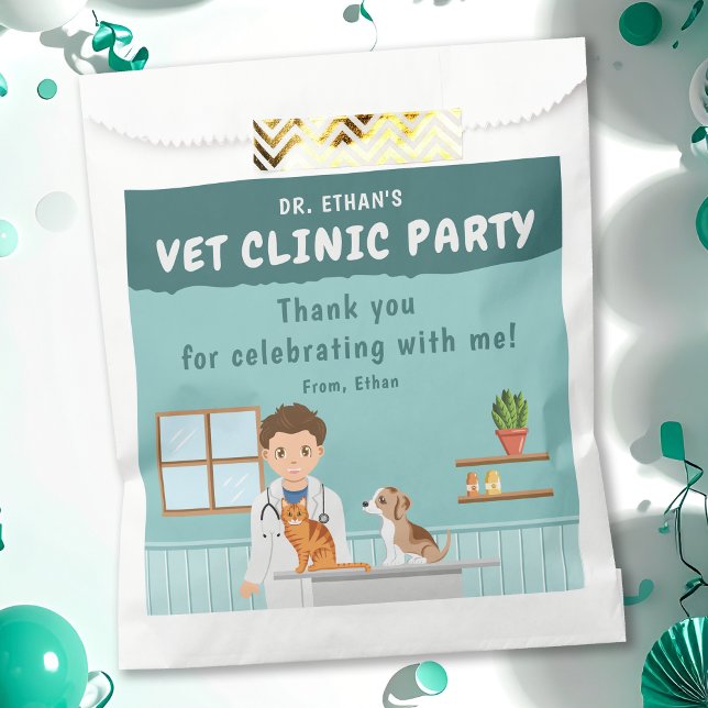 Boy Veterinarian Animal Clinic Birthday Thank You Favour Bags (Creator Uploaded)