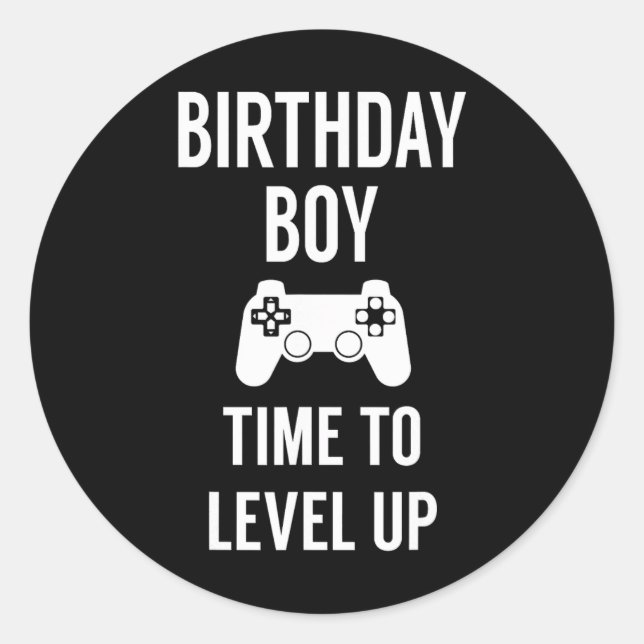 Boy Video Game Birthday Party  Classic Round Sticker (Front)