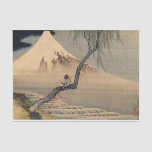 Boy Viewing Mount Fuji by Katsushika Hokusai Tissue Paper (Front)