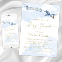 Boy Vintage Aeroplane Baby Shower