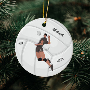 Boy Volleyball Player Kid Name Jersey Team Number  Ceramic Tree Decoration