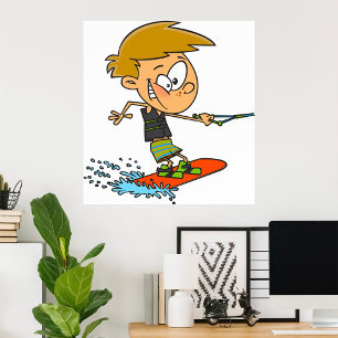 Boy Wakeboarding Fun Summer Water Sports Poster