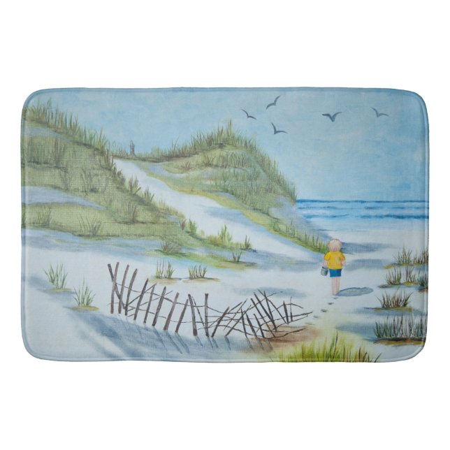 Boy Walking The Beach  Bath Mat (Front)