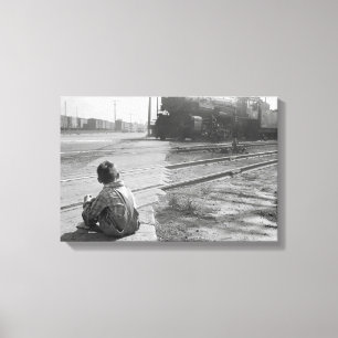 Boy Watching Trains, 1939 Canvas Print