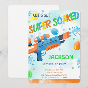 Boy Water Gun Birthday Invitations 