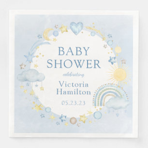Boy Watercolor Rainbow Baby Shower Napkin