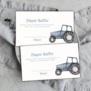 Boy Watercolor Tractor Diaper Raffle Baby Shower Enclosure Card