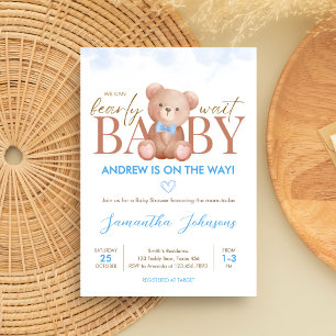 Boy We Can Bearly Wait Baby Shower Invitation