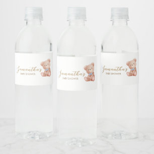 Boy We Can Bearly Wait Baby Shower Water Bottle Label