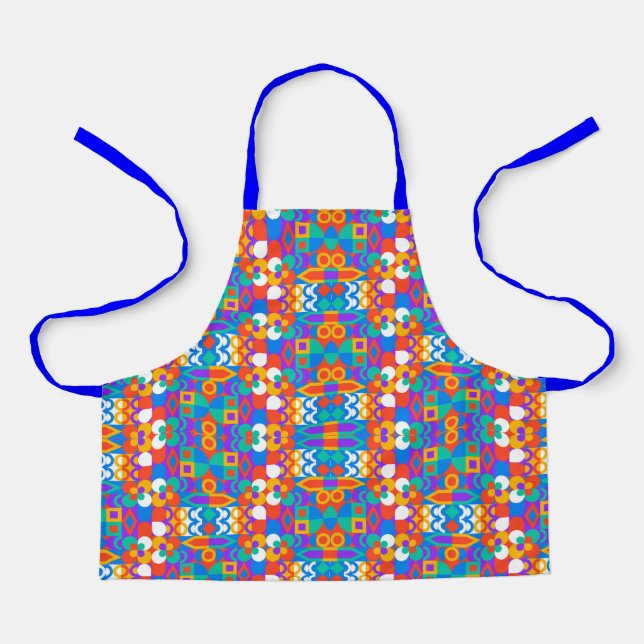 Boy wearing a colourful apron featuring a vibrant  (Front)