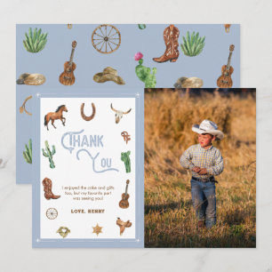 Boy Western First Birthday Rodeo Thank You Card