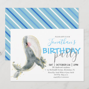 Boy Whale Birthday Invitation