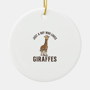 Boy Who Loves Giraffes Vintage Engraving Shirt_1 Ceramic Tree Decoration