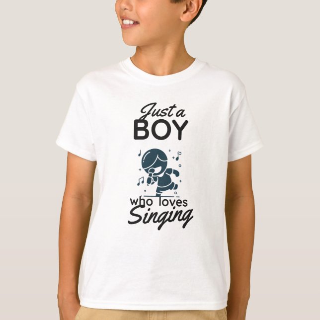 Boy Who Loves Singing Karaoke Singer Music T-Shirt (Front)