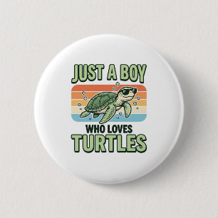 Boy Who Loves Turtles Vintage Engraving Design_1 6 Cm Round Badge