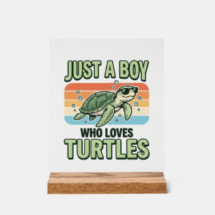 Boy Who Loves Turtles Vintage Engraving Design_1 Acrylic Sign