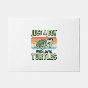 Boy Who Loves Turtles Vintage Engraving Design_1 Doormat