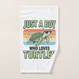 Boy Who Loves Turtles Vintage Engraving Design_1 Hand Towel