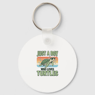 Boy Who Loves Turtles Vintage Engraving Design_1 Key Ring