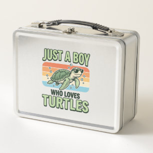 Boy Who Loves Turtles Vintage Engraving Design_1 Metal Lunch Box