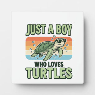 Boy Who Loves Turtles Vintage Engraving Design_1 Plaque
