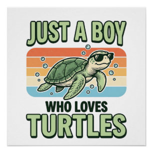 Boy Who Loves Turtles Vintage Engraving Design_1 Poster