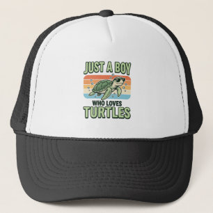 Boy Who Loves Turtles Vintage Engraving Design_1 Trucker Hat