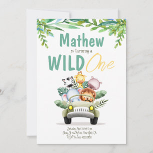 Boy Wild One Safari Birthday Invitation