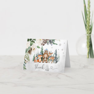 Boy Winter Woodland Baby Shower Thank You Card