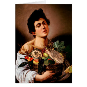 Boy with a Basket of Fruit & Some Hedgehogs