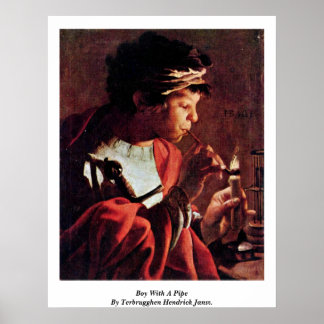 Boy With A Pipe By Terbrugghen Hendrick Jansz. Poster