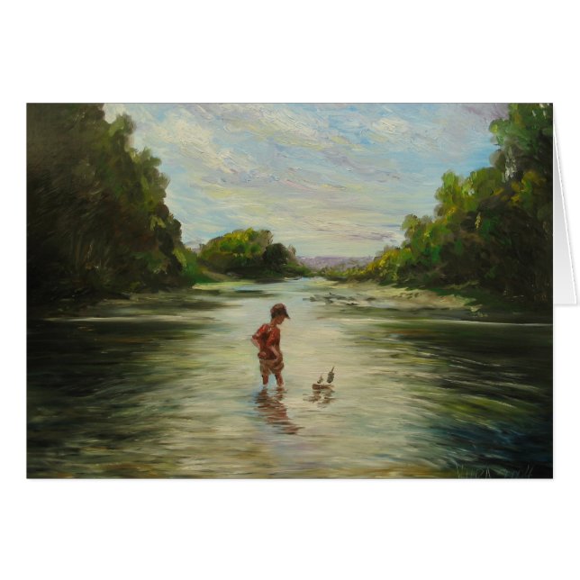 Boy with a toy boat. (Front Horizontal)