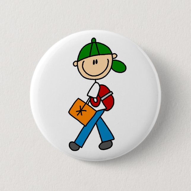 Boy With Backpack Button (Front)