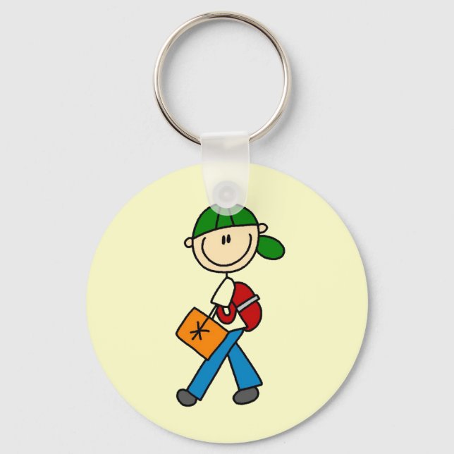 Boy With Backpack Key Ring (Front)